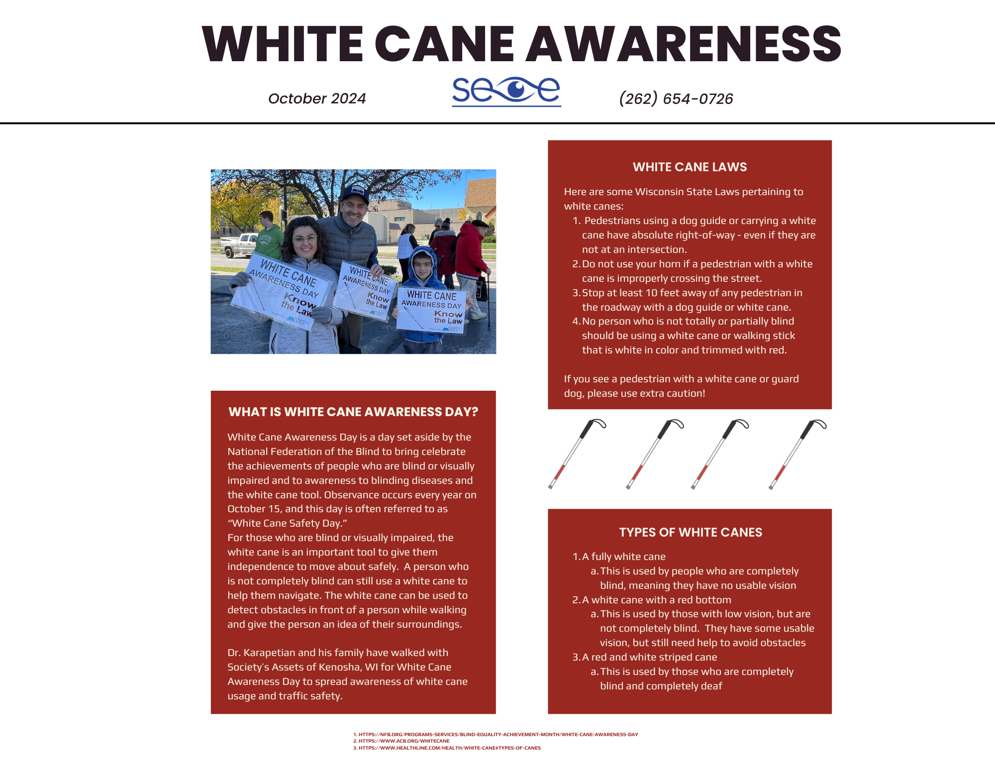 October Newsletter - White Cane Awareness; 